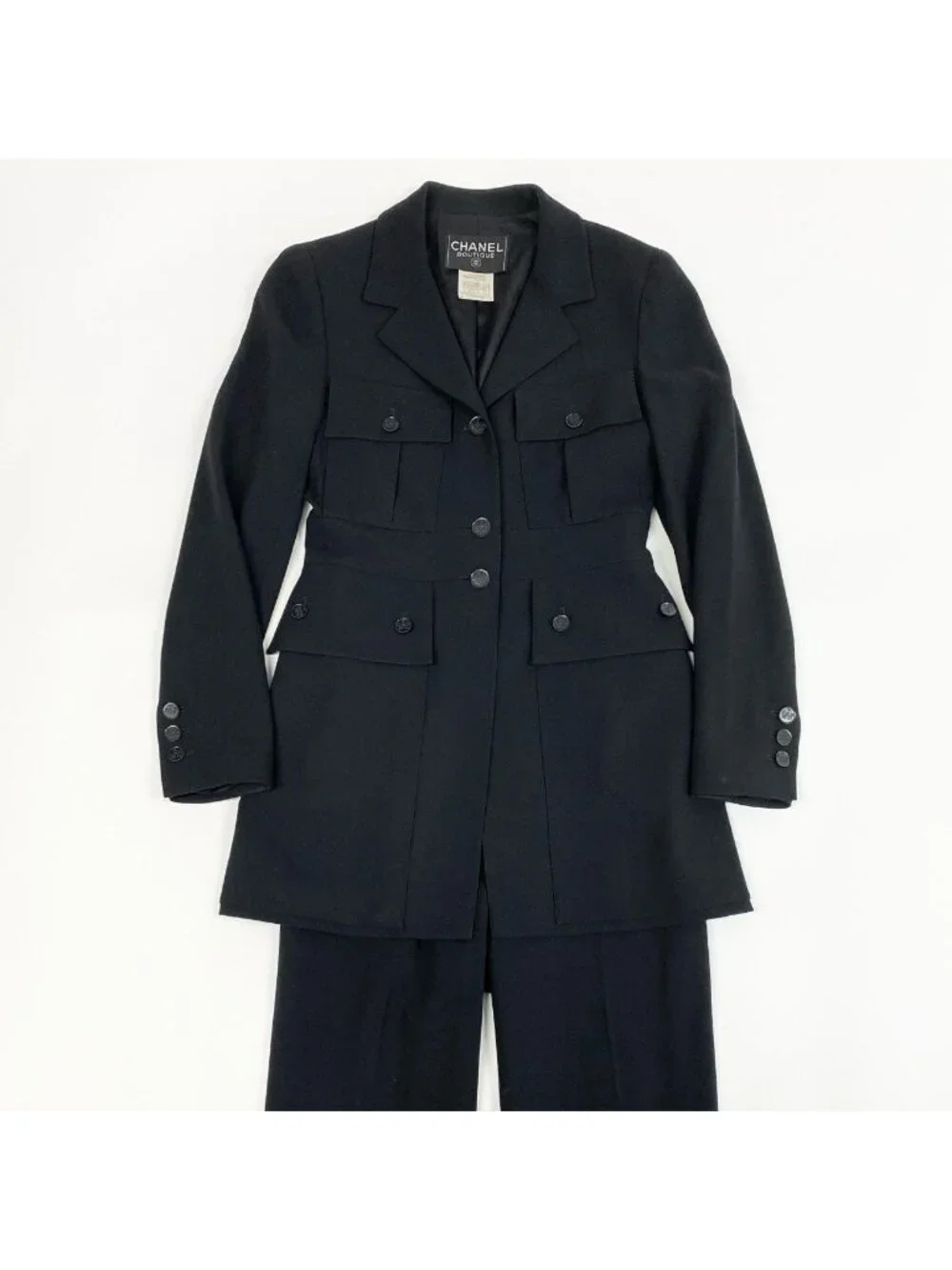 Chanel Style Up Jacket Pants Set 36 Black